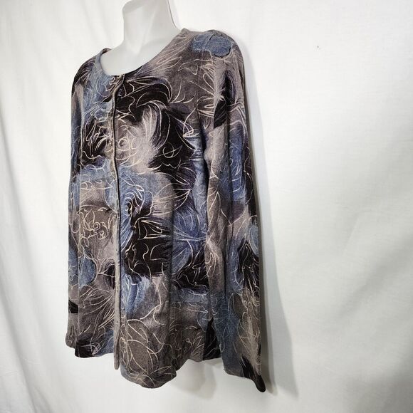 Coldwater Creek Women Cardigan Sweater Medium Button Printed Cashmere Wool Blend - Picture 5 of 8